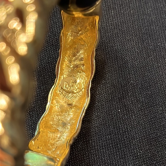 Vintage Joan Rivers Chunky Gold Pearl Clamper Cuff Bracelet Heavy Solid - Picture 9 of 16